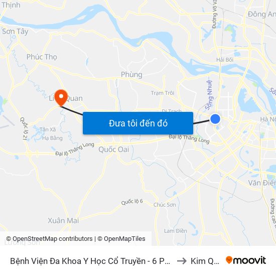 Bệnh Viện Đa Khoa Y Học Cổ Truyền - 6 Phạm Hùng to Kim Quan map