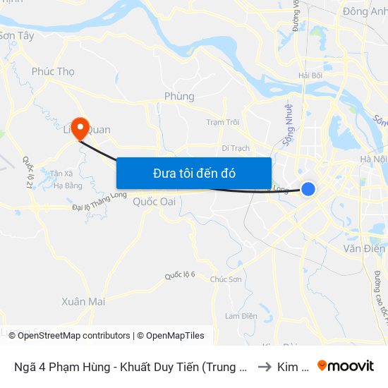 Ngã 4 Phạm Hùng - Khuất Duy Tiến (Trung Tâm Hội Nghị Quốc Gia) to Kim Quan map