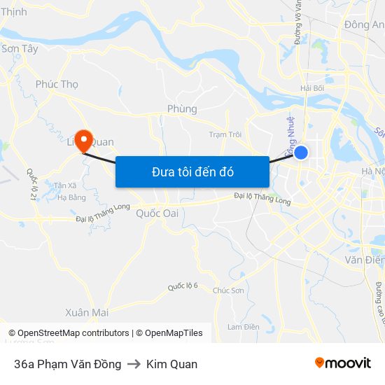 36a Phạm Văn Đồng to Kim Quan map