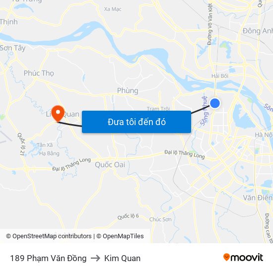 189 Phạm Văn Đồng to Kim Quan map