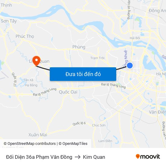 Đối Diện 36a Phạm Văn Đồng to Kim Quan map