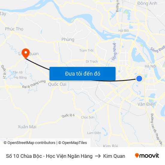 Công Ty In Thương Mại & Dịch Vụ Ngân Hàng - Số 10 Chùa Bộc to Kim Quan map