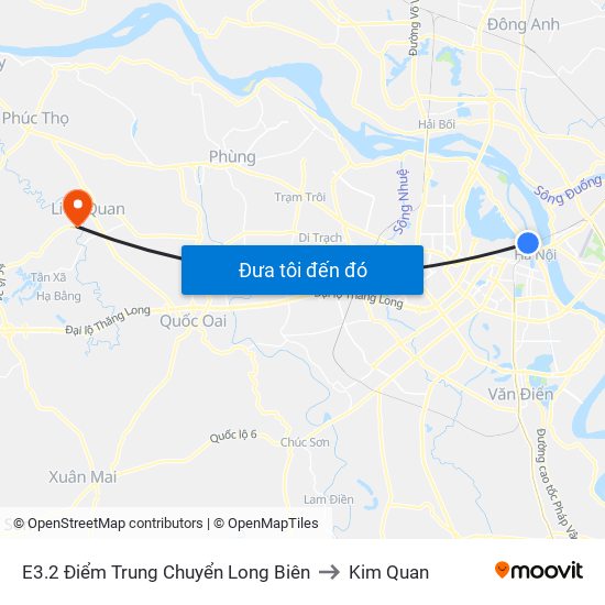 E3.2 Điểm Trung Chuyển Long Biên to Kim Quan map