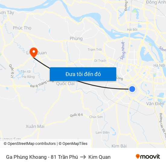 Ga Phùng Khoang - 81 Trần Phú to Kim Quan map