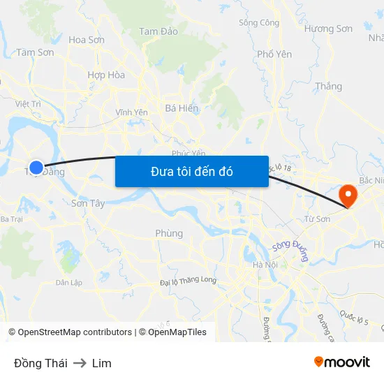 Đồng Thái to Lim map