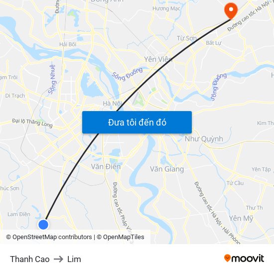 Thanh Cao to Lim map