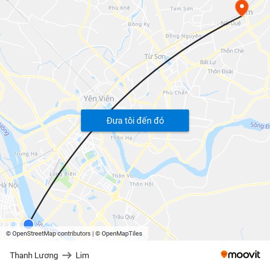 Thanh Lương to Lim map