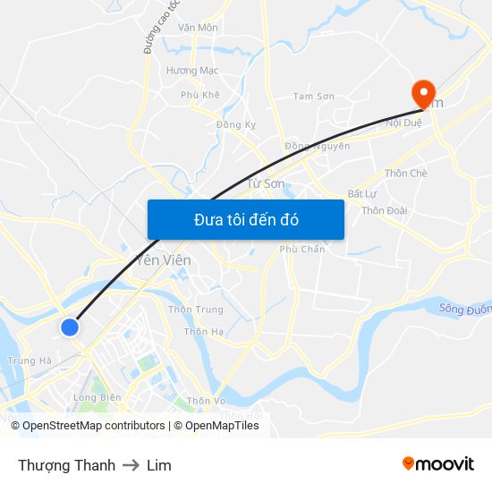 Thượng Thanh to Lim map