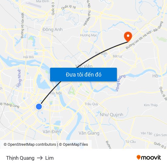 Thịnh Quang to Lim map