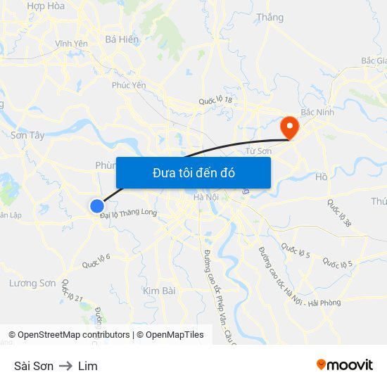 Sài Sơn to Lim map