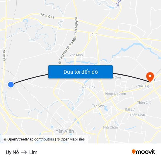 Uy Nỗ to Lim map
