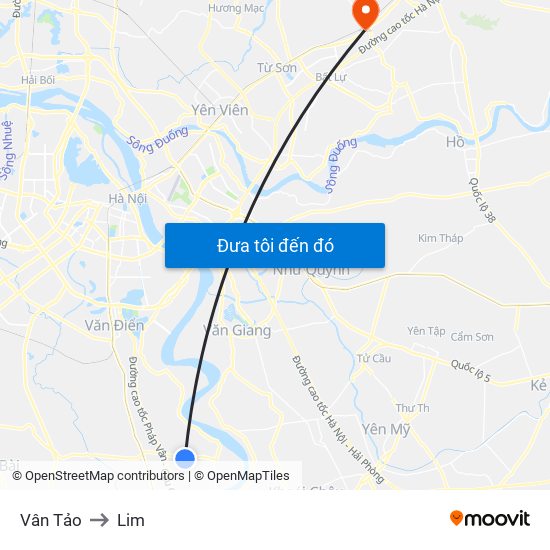 Vân Tảo to Lim map