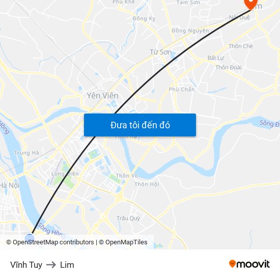 Vĩnh Tuy to Lim map
