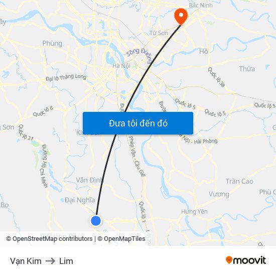 Vạn Kim to Lim map