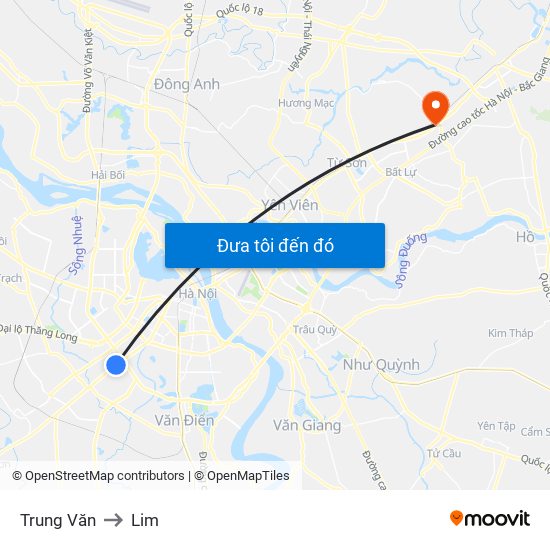 Trung Văn to Lim map