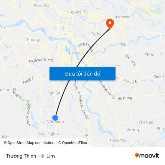 Trường Thịnh to Lim map