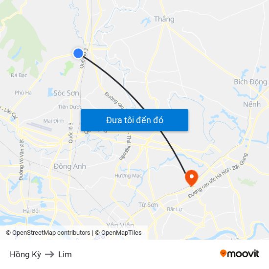 Hồng Kỳ to Lim map