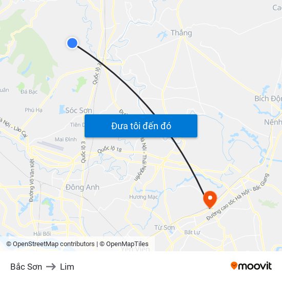 Bắc Sơn to Lim map