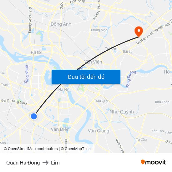 Quận Hà Đông to Lim map