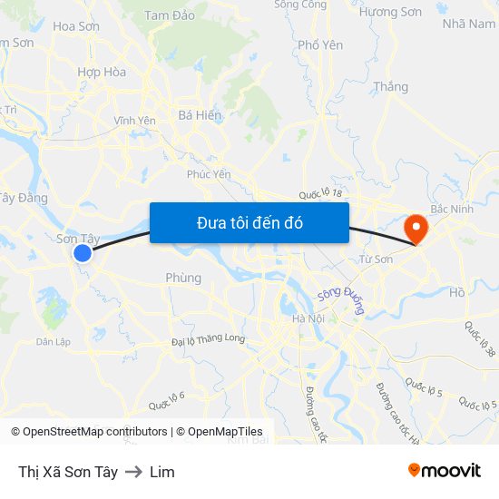 Thị Xã Sơn Tây to Lim map