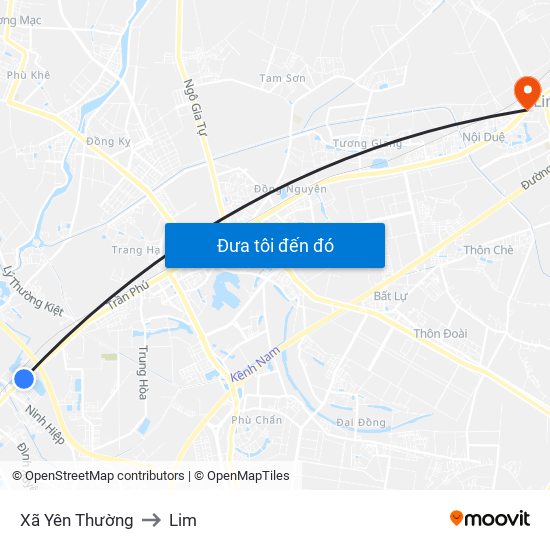 Xã Yên Thường to Lim map