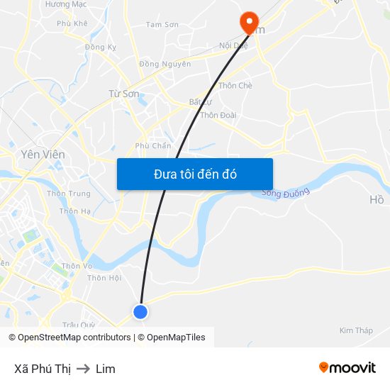Xã Phú Thị to Lim map