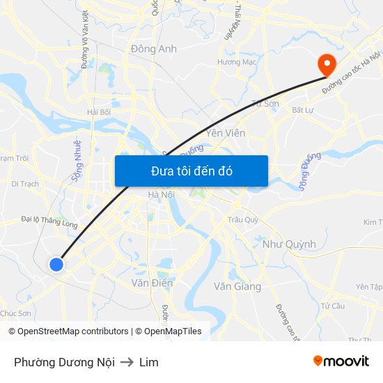 Phường Dương Nội to Lim map