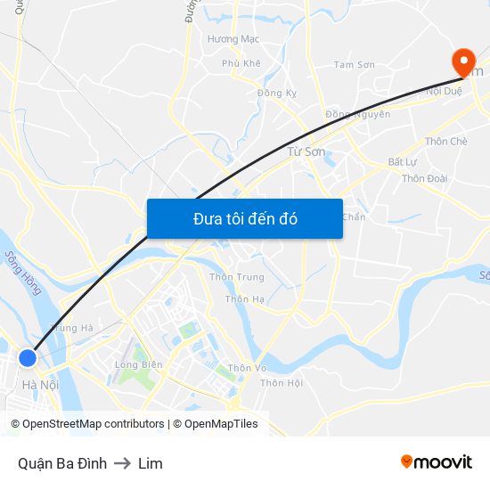 Quận Ba Đình to Lim map