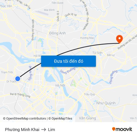 Phường Minh Khai to Lim map