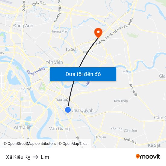 Xã Kiêu Kỵ to Lim map