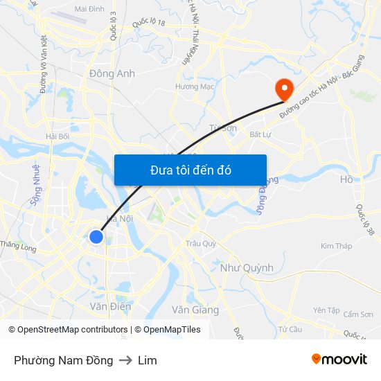 Phường Nam Đồng to Lim map