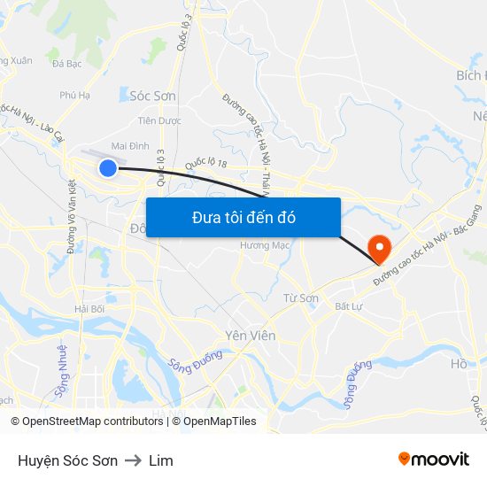 Huyện Sóc Sơn to Lim map