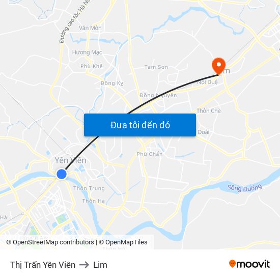 Thị Trấn Yên Viên to Lim map