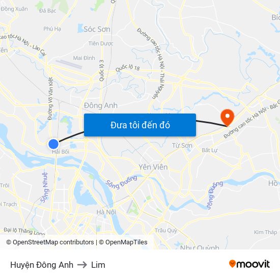 Huyện Đông Anh to Lim map