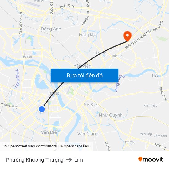 Phường Khương Thượng to Lim map