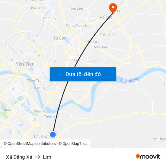 Xã Đặng Xá to Lim map