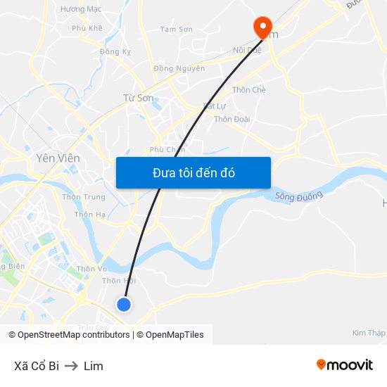 Xã Cổ Bi to Lim map