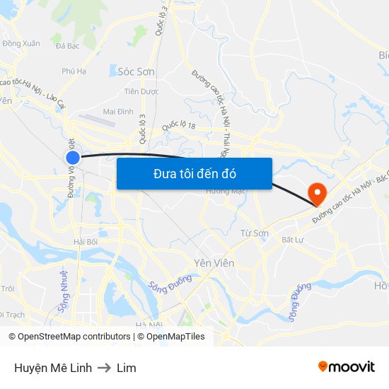 Huyện Mê Linh to Lim map