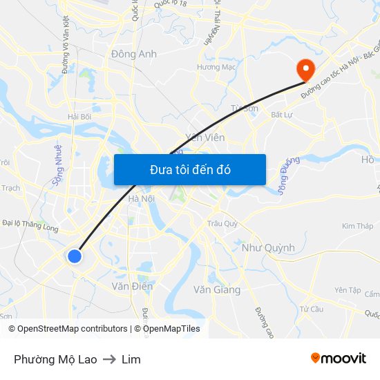 Phường Mộ Lao to Lim map
