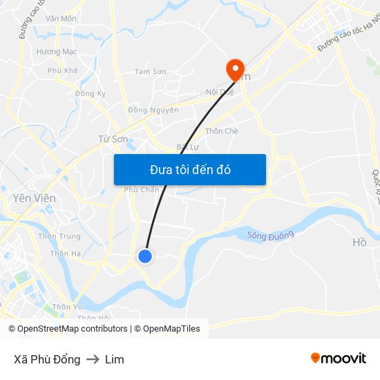 Xã Phù Đổng to Lim map