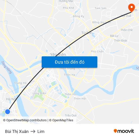Bùi Thị Xuân to Lim map