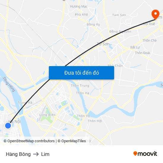 Hàng Bông to Lim map