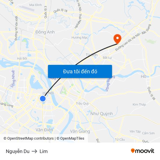 Nguyễn Du to Lim map
