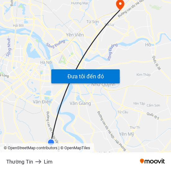 Thường Tín to Lim map