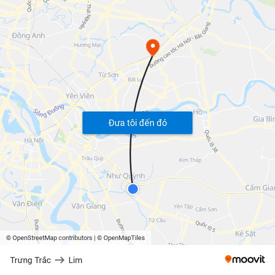 Trưng Trắc to Lim map