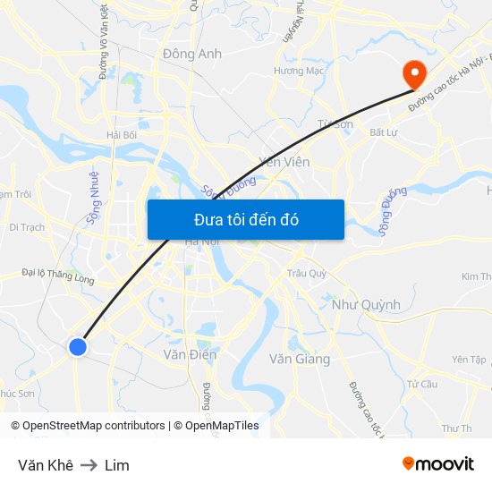 Văn Khê to Lim map