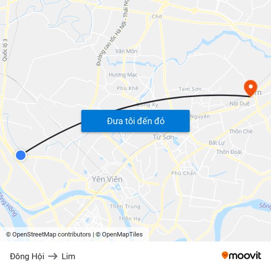 Đông Hội to Lim map