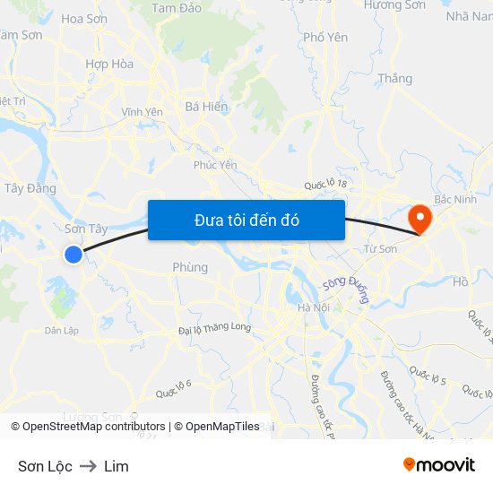 Sơn Lộc to Lim map
