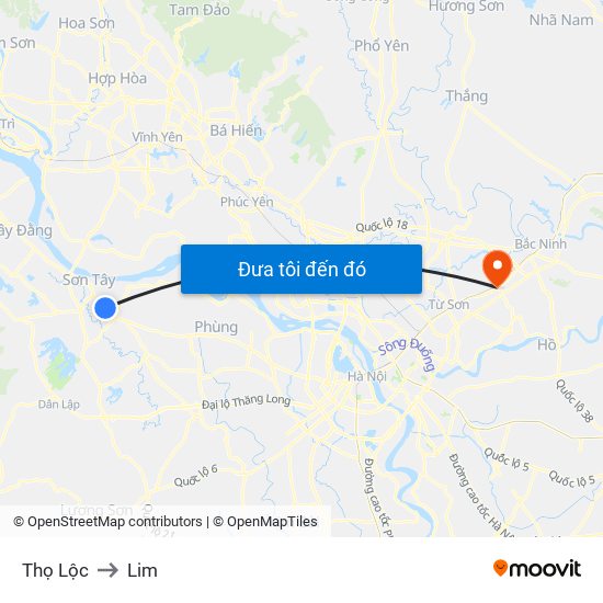 Thọ Lộc to Lim map