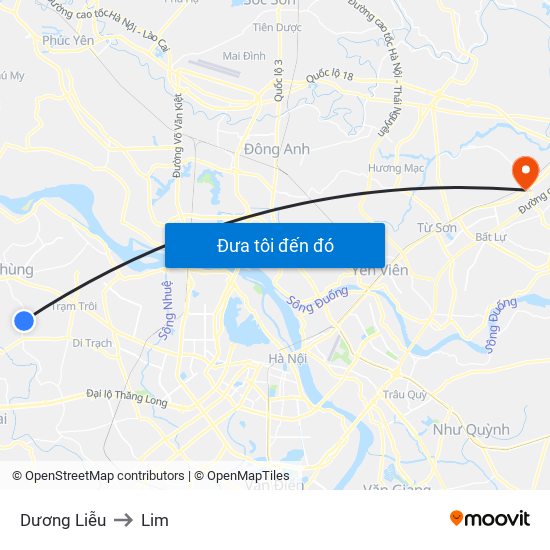 Dương Liễu to Lim map